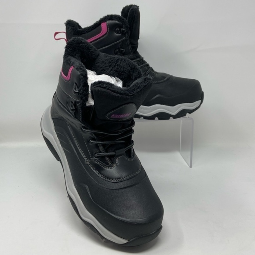 NWOT KHOMBU Hybrid Black & Pink Winter Boots Size 8